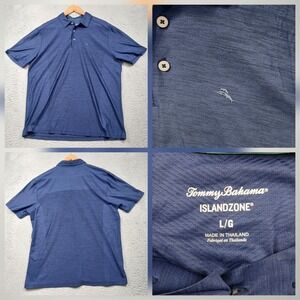Tommy Bahama IslandZone Polo Shirt Mens L Blue Performance Golf